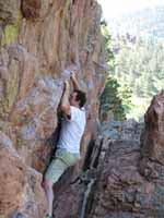 Bouldering along the Mt. Sanitas trail. (Category:  Rock Climbing)