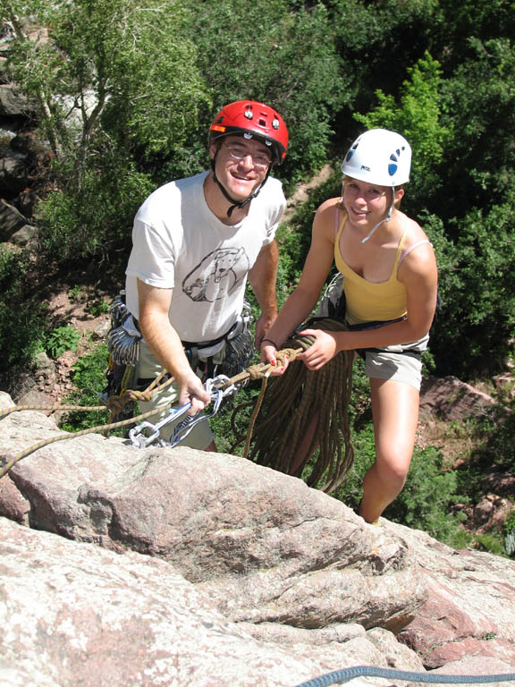 Me and Margo at the first belay on The Bomb. (Category:  Rock Climbing)