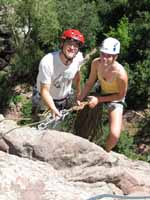 Me and Margo at the first belay on The Bomb. (Category:  Rock Climbing)