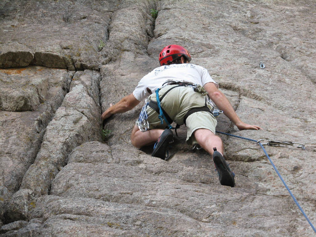 Leading Hold The Line at The Bihedrals. (Category:  Rock Climbing)