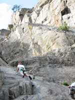 Leading Hold The Line at The Bihedrals. (Category:  Rock Climbing)
