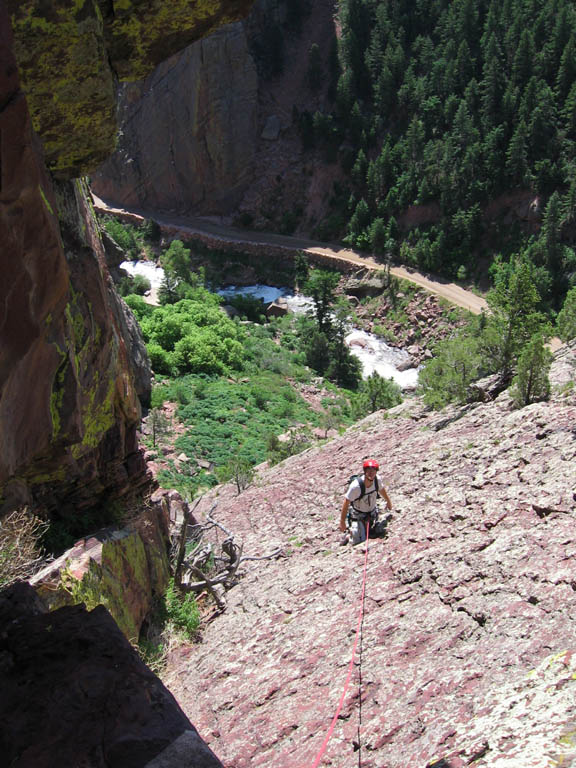 Following the approach slab. (Category:  Rock Climbing)