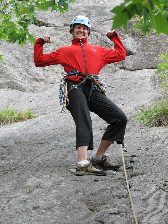 Anna at the first bolt of Clip a Dee Doo Dah. (Category:  Rock Climbing)