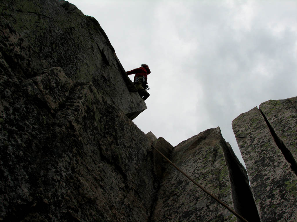Leading the pipe pitch. (Category:  Rock Climbing)