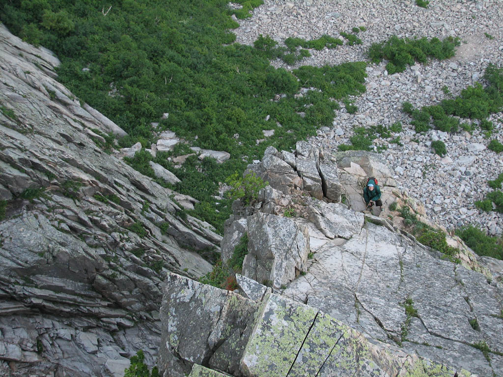 Anna belaying. (Category:  Rock Climbing)