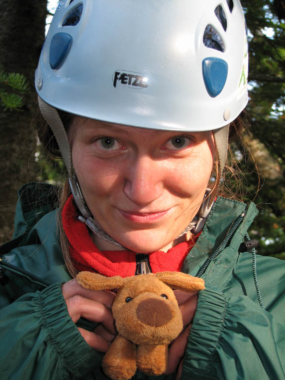 Anna and Brown Eyed Dog at the top. (Category:  Rock Climbing)