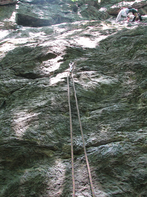 Mr. Popular after stick clipping the first bolt. (Category:  Rock Climbing)