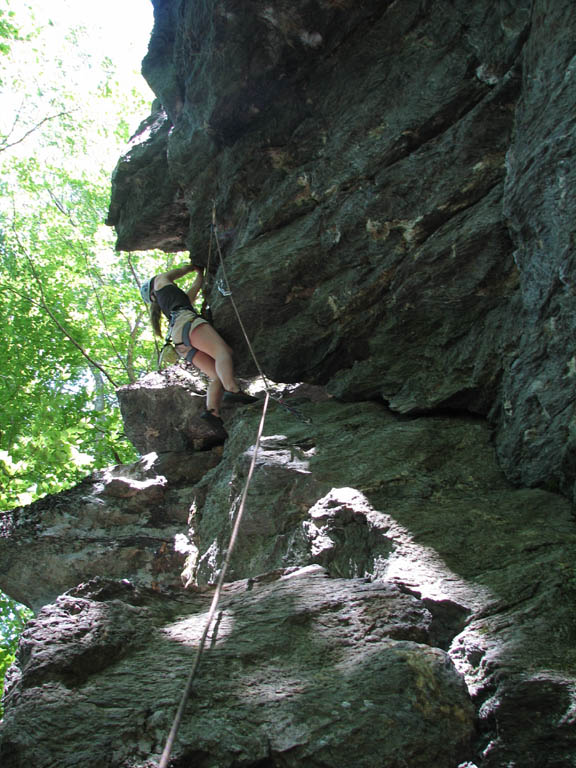 Anna attempting No Money Down. (Category:  Rock Climbing)