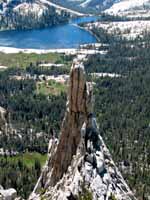 Stunning view of Eichorn Pinnacle from the summit of Cathedral Peak. (Category:  Rock Climbing)