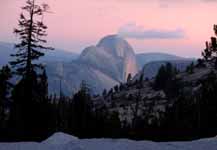 Departing Yosemite at dusk, we had this great view of Half Dome in the distance. (Category:  Rock Climbing)