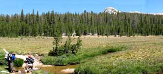 Jason and Morri hiking to Mt. Conness. (Category:  Rock Climbing)