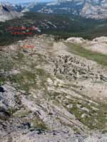 Looking down from a few hundred feet up West Ridge. (Category:  Rock Climbing)