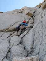 Morri leading P2. (Category:  Rock Climbing)