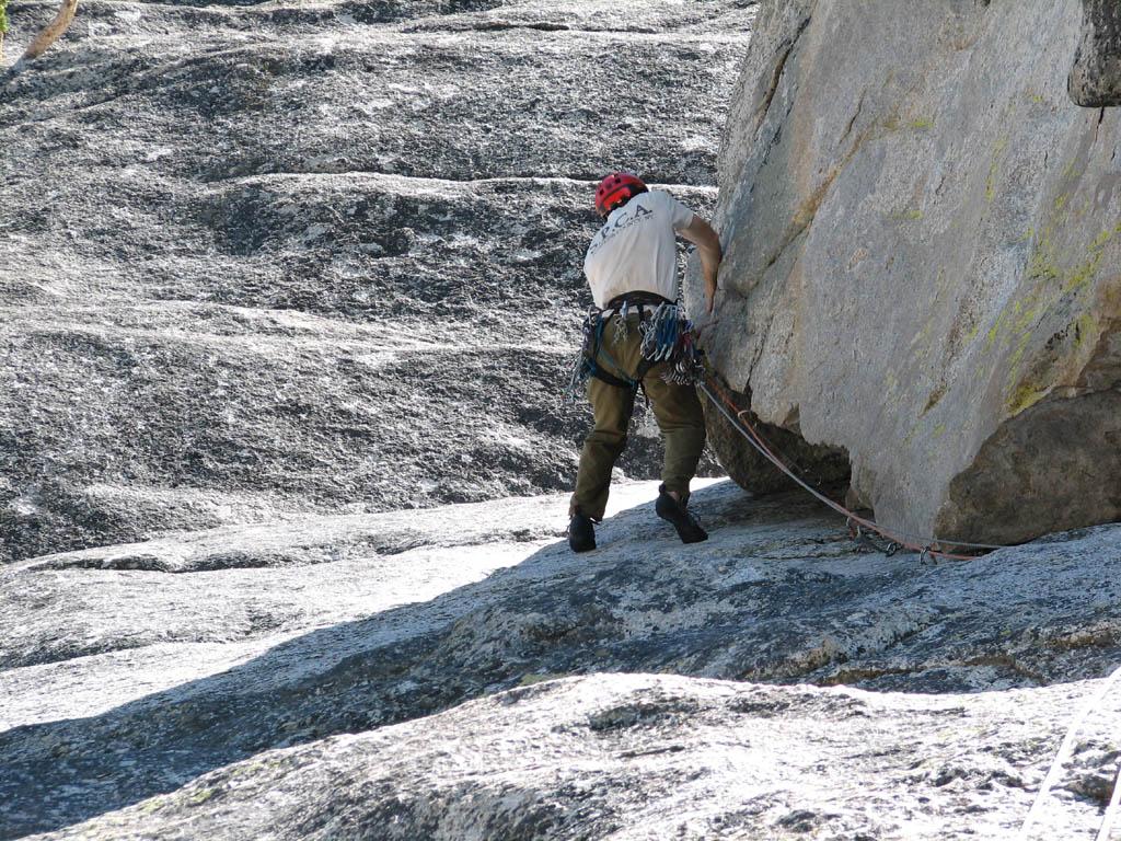 Leading P1 of Northwest Books. (Category:  Rock Climbing)