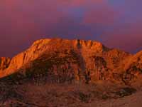 Stunning sunset.  This isn't photoshop, we actually saw this brilliant alpenglow. (Category:  Rock Climbing)