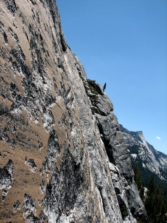 Morri belaying on Shagadellic. (Category:  Rock Climbing)