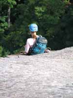 Beth belaying on Empress. (Category:  Rock Climbing)