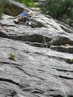 Jim leading the first pitch of CCK. (Category:  Rock Climbing)