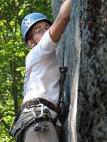 Emily climbing Taking It Easy. (Category:  Rock Climbing)