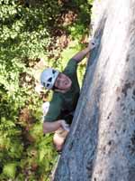 Mike leading Stealworker. (Category:  Rock Climbing)