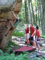 Mike on the starting holds of Campfire Direct. (Category:  Rock Climbing)