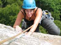 Jennifer at the top of Shockley's. (Category:  Rock Climbing)