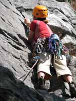 Kristin leading the first pitch of CCK Direct. (Category:  Rock Climbing)