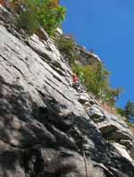 Kristin leading the first pitch of CCK Direct. (Category:  Rock Climbing)