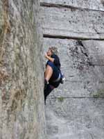 Bridget climbing Red Cabbage Right. (Category:  Rock Climbing)