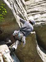 Leading Shockley's Ceiling. (Category:  Rock Climbing)