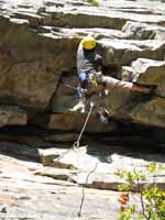 Aramy leading Arch Direct (Category:  Rock Climbing)