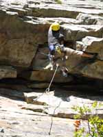 Aramy leading Arch Direct (Category:  Rock Climbing)