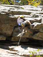 Aramy leading Arch Direct (Category:  Rock Climbing)
