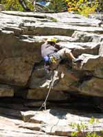 Aramy leading Arch Direct (Category:  Rock Climbing)