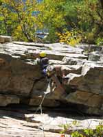 Aramy leading Arch Direct (Category:  Rock Climbing)