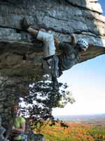 Attempting The Dangler. (Category:  Rock Climbing)