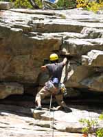 Aramy leading Arch Direct (Category:  Rock Climbing)