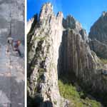 Beth and Kristin rappelling Super Nova. (Category:  Rock Climbing)