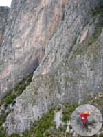 Keith climbing on Mini Super Wall.  Shot from Space Boyz. (Category:  Rock Climbing)