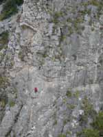 Beth and Keith climbing on Mini Super Wall.  Shot from Space Boyz. (Category:  Rock Climbing)