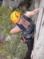 Kristin following pitch 5 of Space Boyz. (Category:  Rock Climbing)