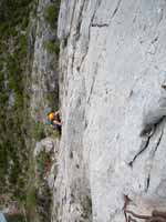 Kristin following pitch 5 of Space Boyz. (Category:  Rock Climbing)