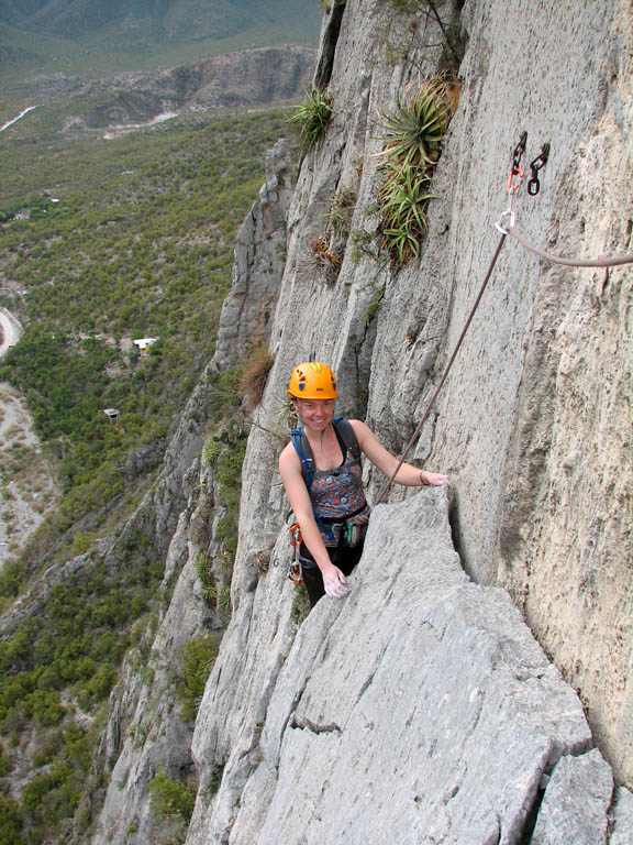 Kristin following pitch 5 of Space Boyz. (Category:  Rock Climbing)