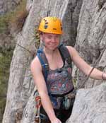 Kristin following pitch 5 of Space Boyz. (Category:  Rock Climbing)