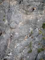 Aramy leading Muffin Man.  Shot from Space Boyz. (Category:  Rock Climbing)