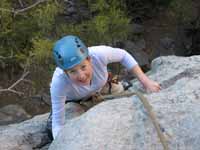 Beth following Treasure of Sierra Madre. (Category:  Rock Climbing)