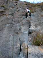 Beth leading Treasure of Sierra Madre. (Category:  Rock Climbing)