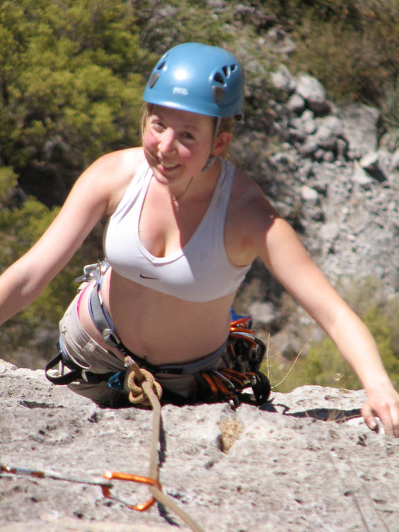 Beth following Treasure of Sierra Madre. (Category:  Rock Climbing)