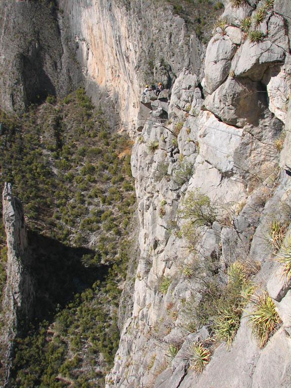 Aramy and Kristin at the top of Snot Girlz. (Category:  Rock Climbing)