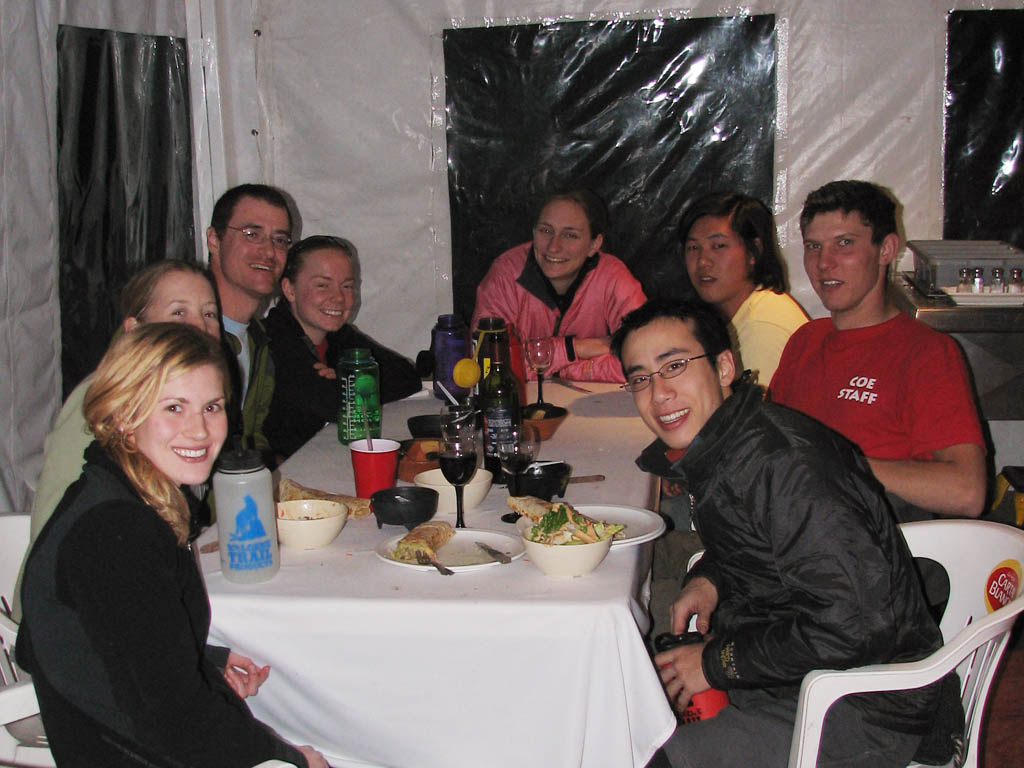 Group shot at the La Posada restaurant: Jess, Beth, me, Kristin, Julia, Aramy, Keith, Kenny (Category:  Rock Climbing)